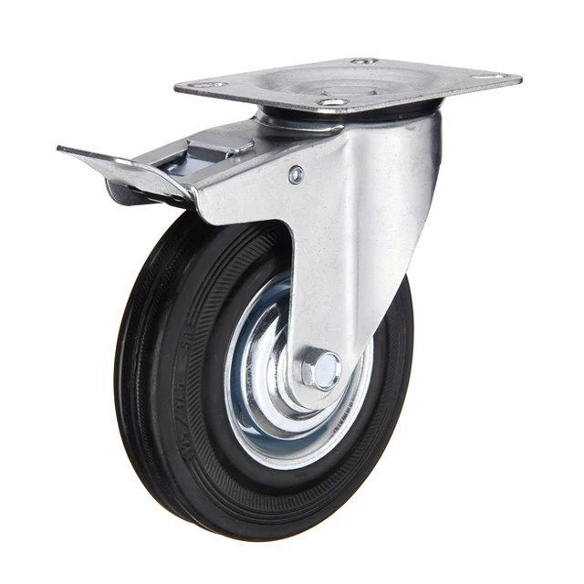 Factory Direct Sale 80-200mm Diameter Wheel Rubber Swivel Caster Industrial Multifunctional Trolley Caster 6