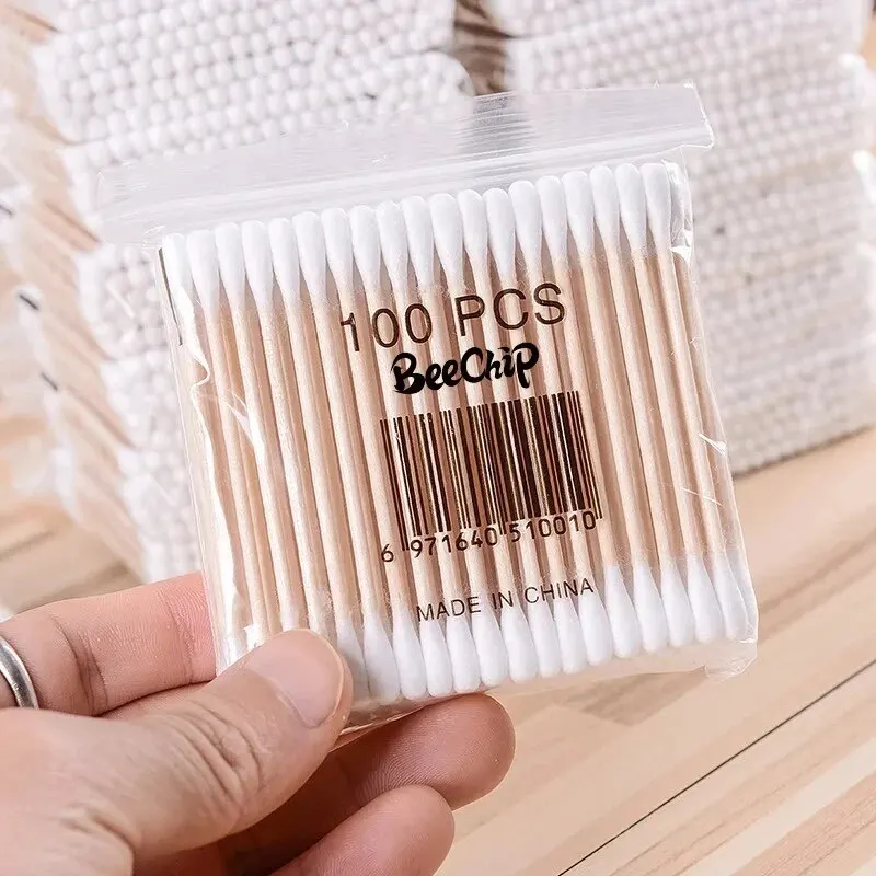 Wooden Cotton Swabs 200PCS Make-Up Cleaning Disposable Medical Household Hygiene Ear Pulling