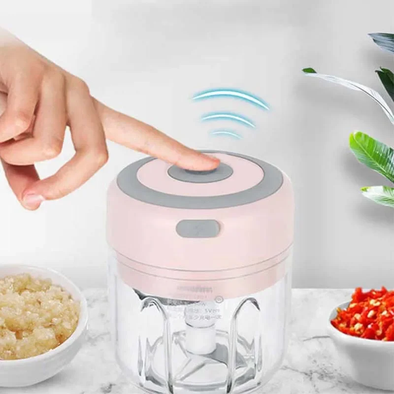 250Ml 3 Blades Electric Mini Cooking Machine Garlic Masher Household Food Supplement Wireless Beater For Ginger Chili Meat