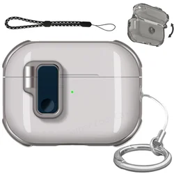Transparent TPU Earphone Case with Secure Lock and Lanyard - AirPods Pro 2 (Clear Black)