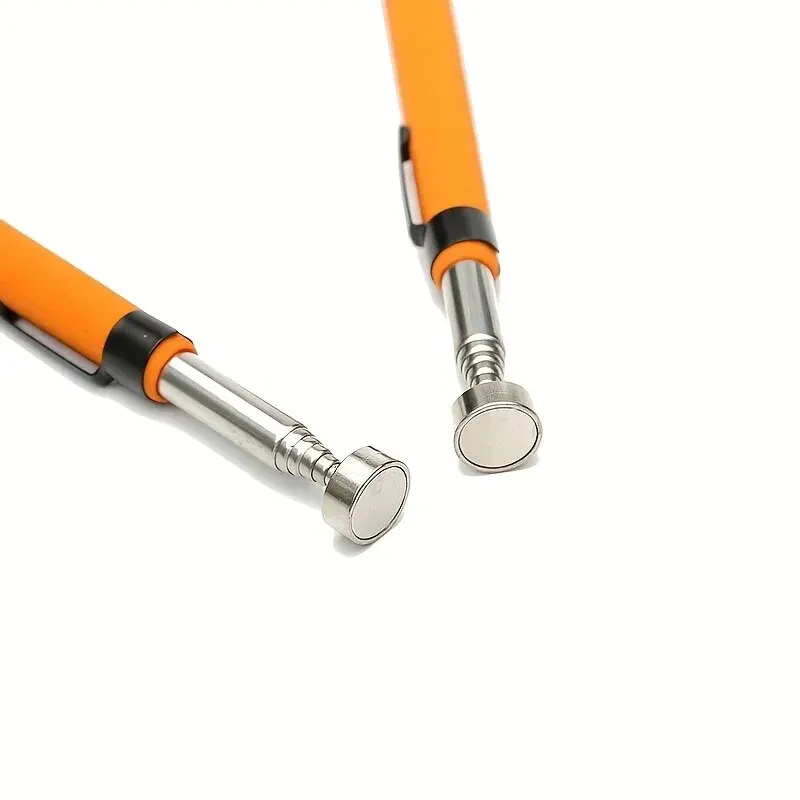 Magnetic Retractable Pickup 8 Pound Magnetic Retractable Pickup Orange Suction Iron Rod Portable Multifunctional Extractor Pen Clip Automotive Repair Tools