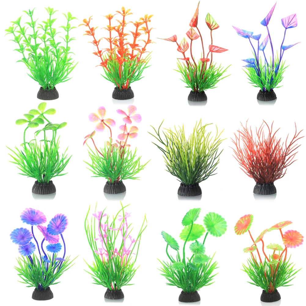 Plastic Artificial Underwater Plants Aquarium Fish Tank Seaweed Decoration Green Purple Water Grass Viewing Decorations for Home Artificial Plants Fish Tank Decorations Aquarium Ornaments Artificial Aquarium Plants