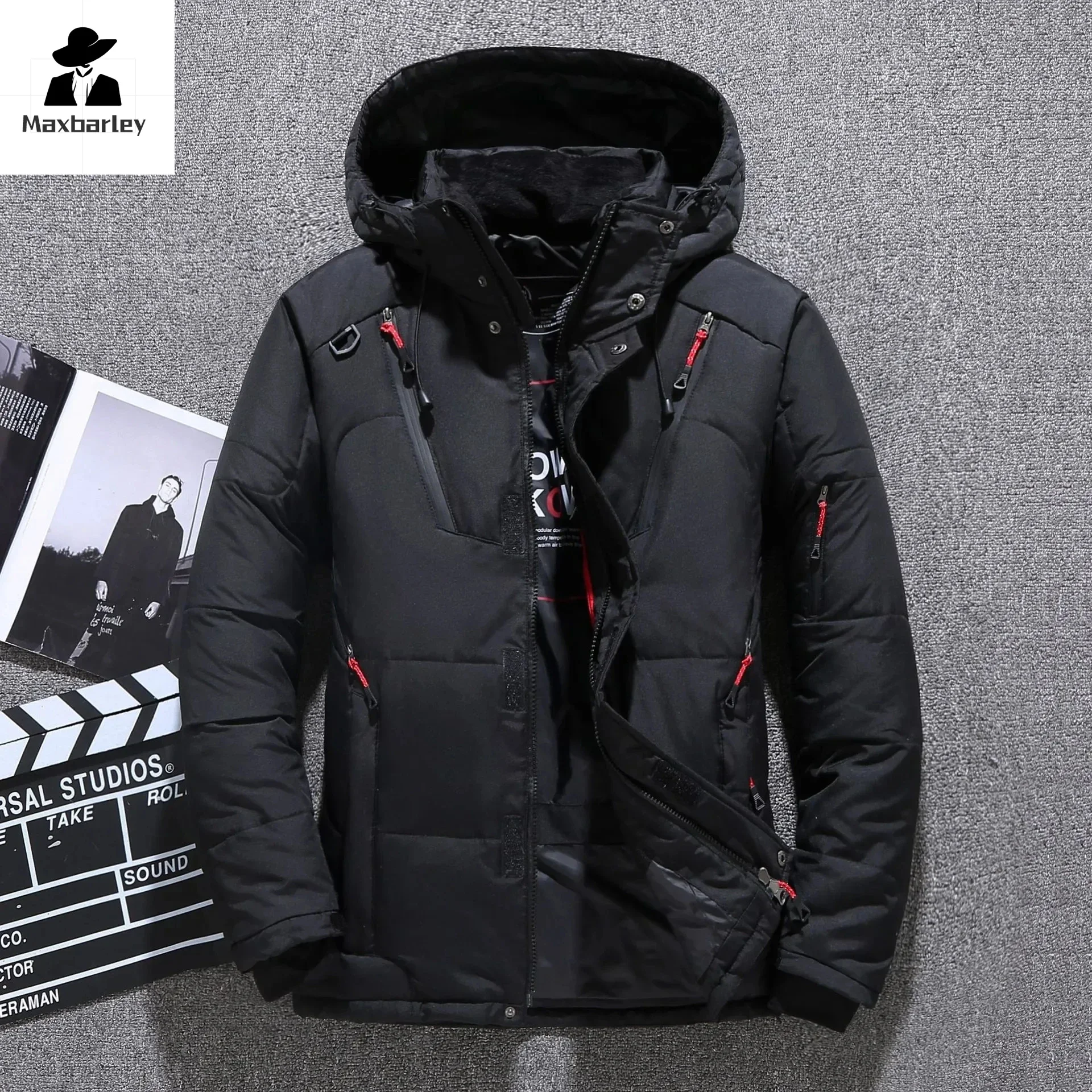 Mens White Duck Down Jacket Warm Hooded Thick Puffer Jacket Coat Male Casual High Quality Overcoat Thermal Winter Parka
