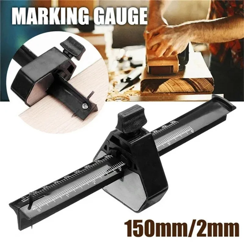 

0-150mm Carpentry Woodworking Mortise Marking Gauge Ruler with Adjustable Screw Black Marking Gauge Parallel Scriber With Ruler