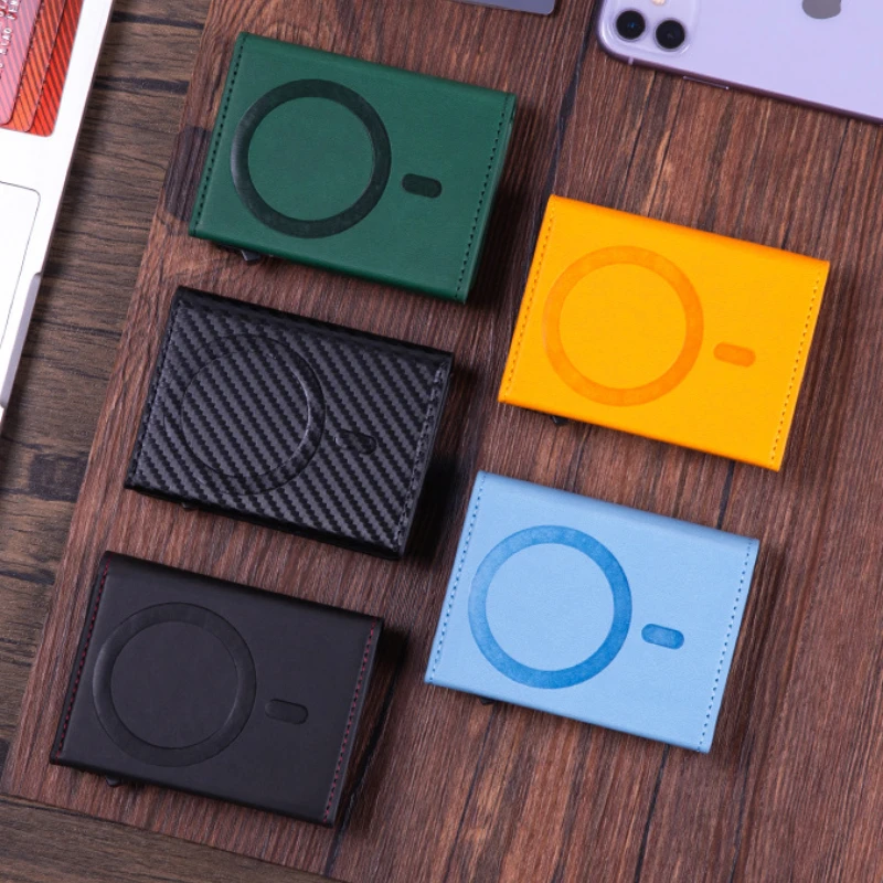 Trifold Magnetic PU Leather Card Holder Wallet