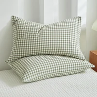 Pillowcase Envelope Style Plaid Couples Plain Ins 48x74cm 100% Pure Cotton Home Textile Household Bedroom Throw Pillow Case 2