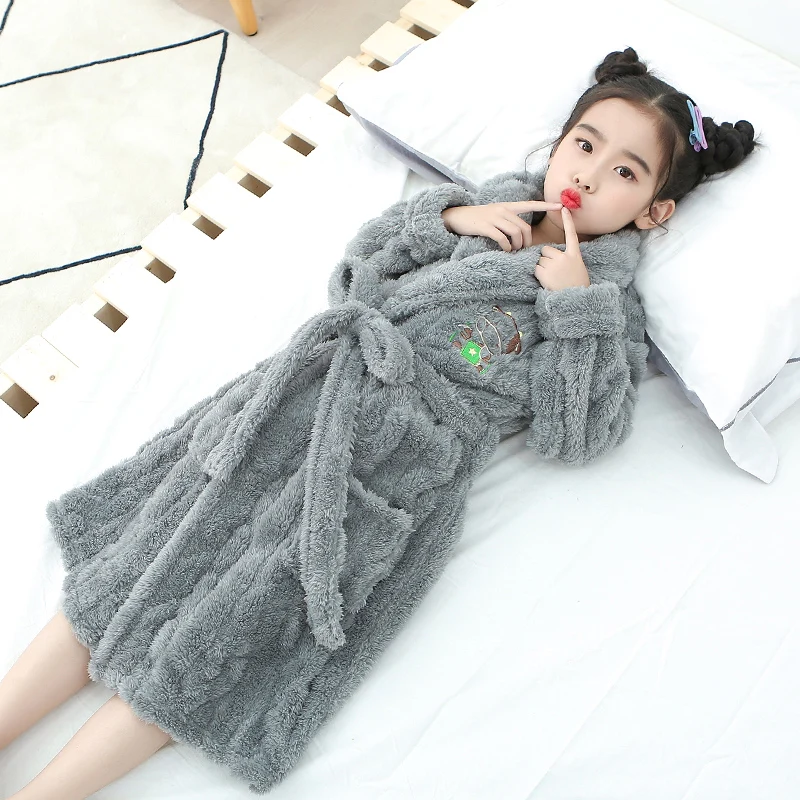 Kids Bathrobe Flanel Sleepwear Girls Cartoon Nightgown Baby Pajamas Autumn Winter