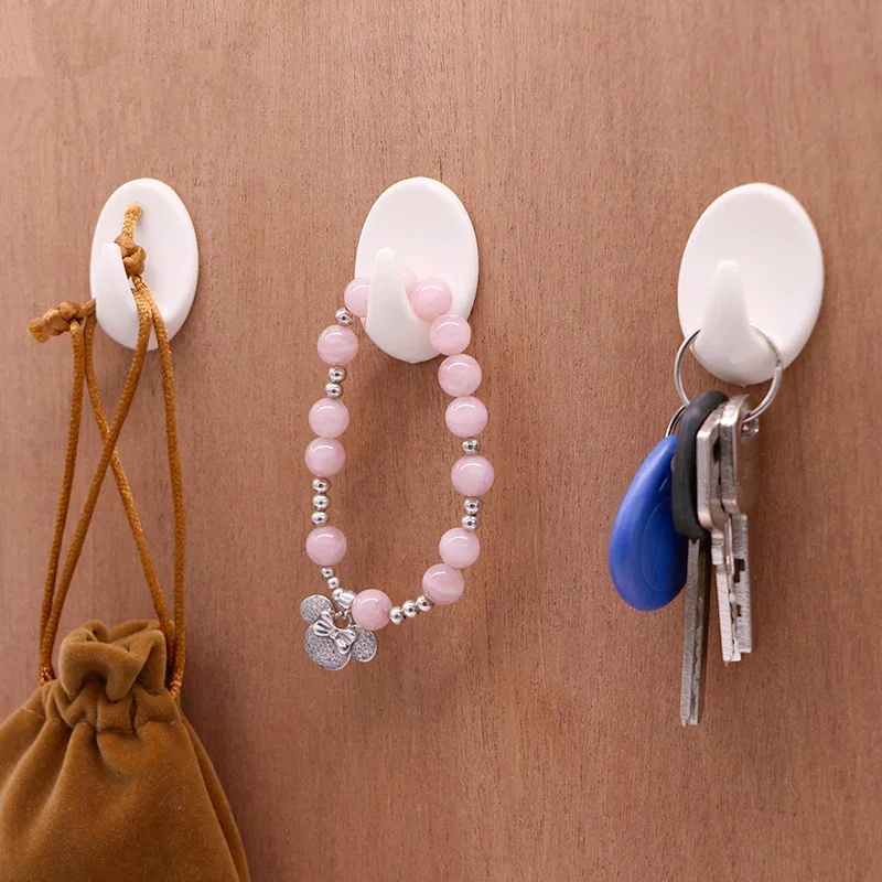 Self Adhesive Clothes Hook Wall Door Holder Bathroom Hanger Organizer 5/10PCS Strong Kitchen Bath Suction For Bag Keys Towel