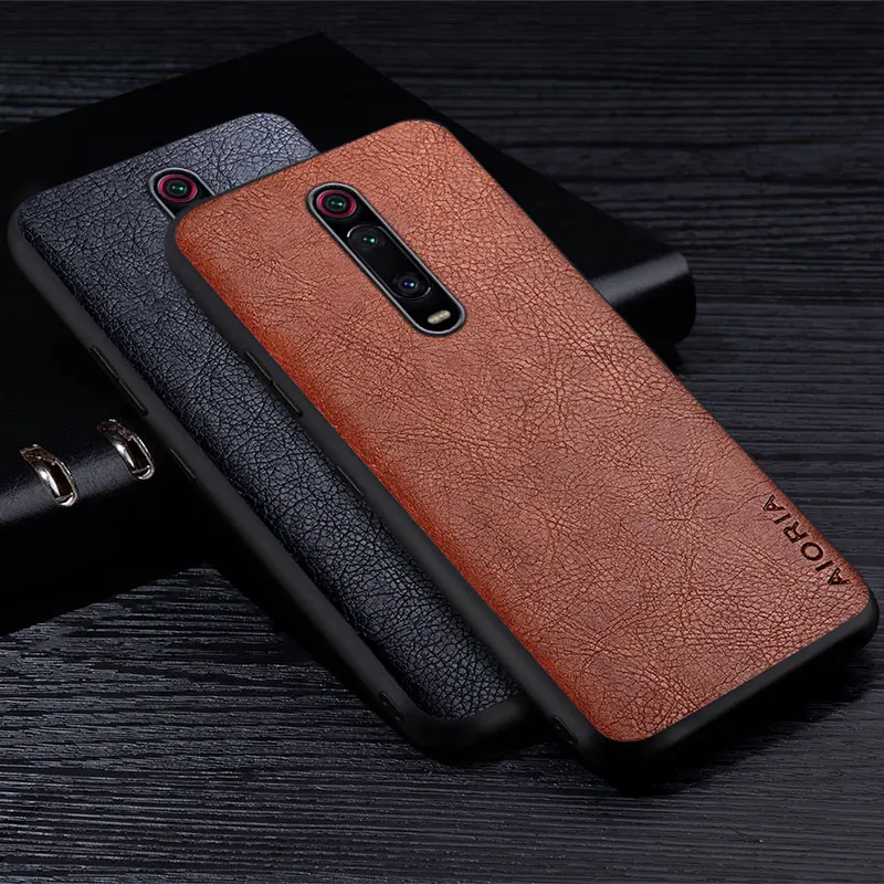 Premium Retro Litchi Leather Back Cover – Business Style Phone Case