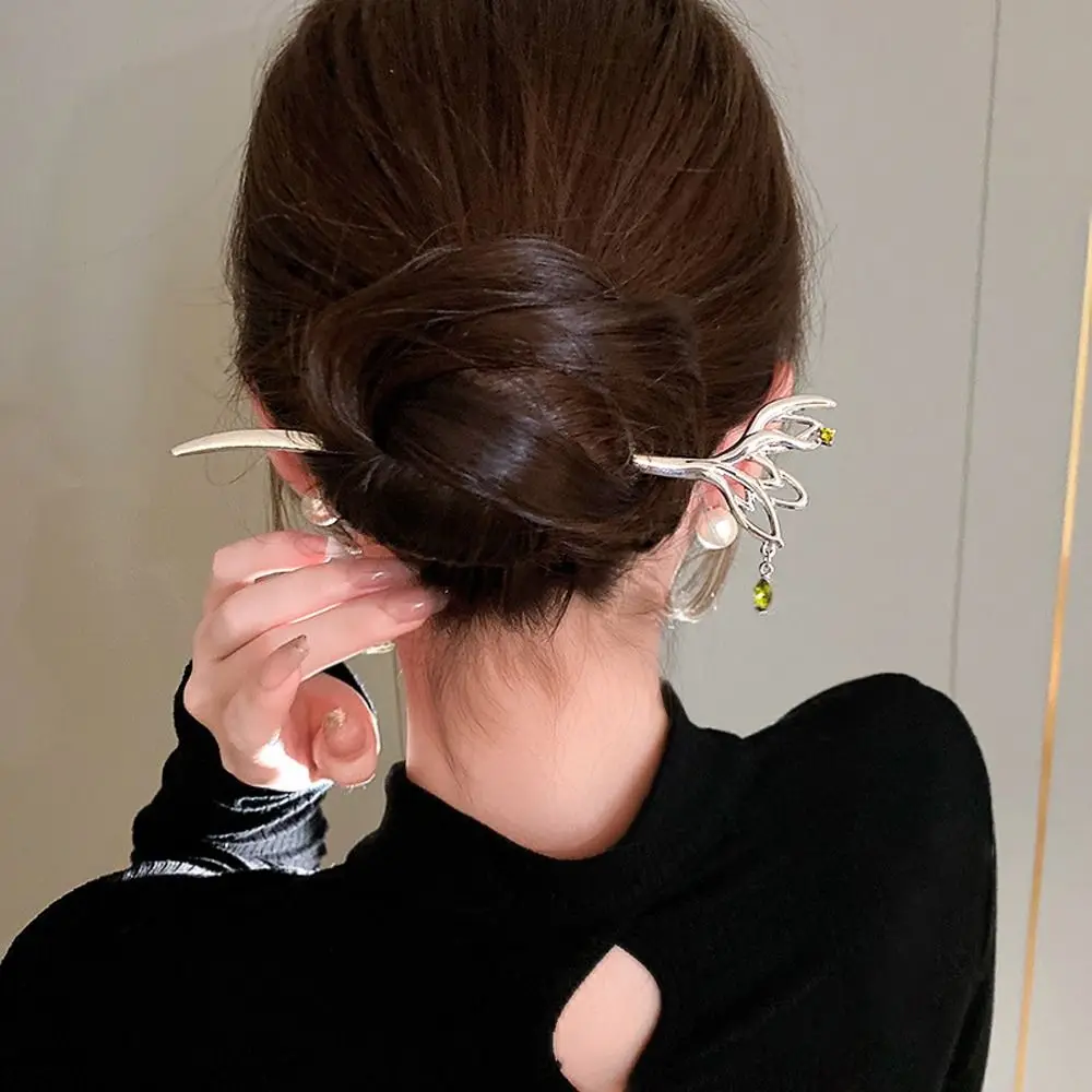 

Rhinestone Hanfu Ornament Fashion Jewelry Girls Gifts Alloy Hair Fork Hairpin Chinese Style Hair Clasp Women Hair Stick