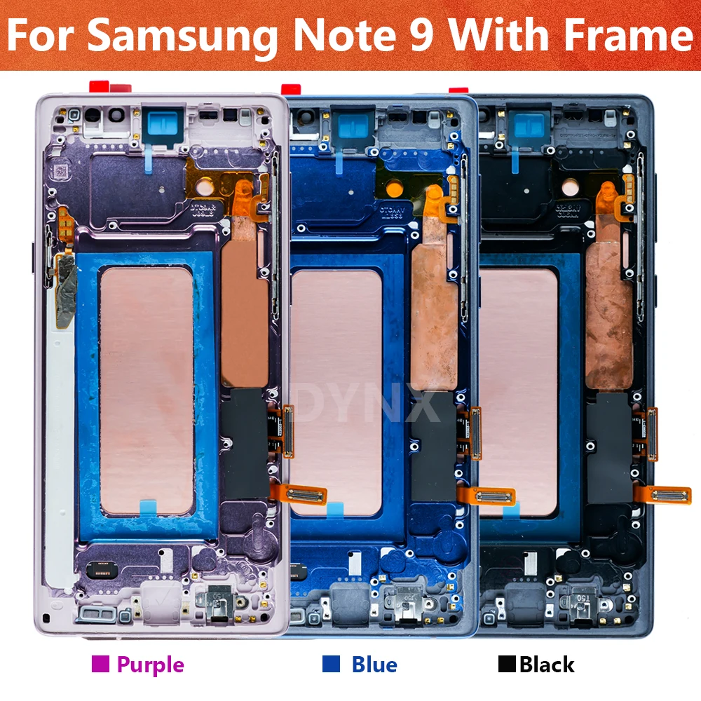 슈퍼 아몰레드 노트 9 N960 디스플레이, 삼성 갤럭시 노트 9 N960F N960DS LCD + 터치 스크린 디지타이저 부품, 프레임 포함 교체