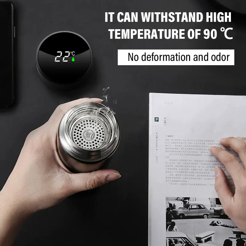 1Pcs Car Smart Thermos Bottle With Temperature Display Coffee Cup For Subaru WRX STI Forester Tribeca Levorg Impreza XV Outback