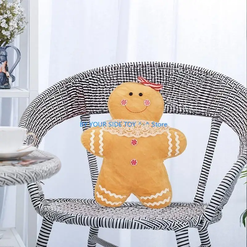 페스티벌 진저 브레드 맨 스토리 스토리 베개 크리스마스 페스티벌 소프트 플러시 장난감 베개 계절 휴일 홈 데코어 u6xe