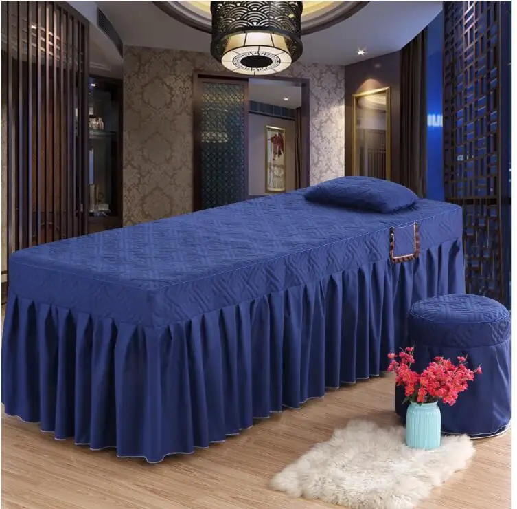 2pcs Set Beauty Salon Bed Cover + pillowcase SPA Massage Skin-Friendly Massage Table Bed Sheet Bedskirt with Hole Colchas beauty salon bed sheet