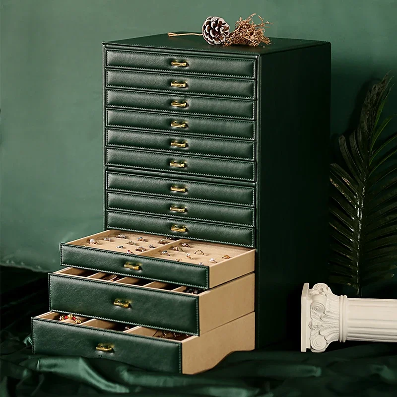 

Twelve-layer Large Capacity Jewelry Box High-grade Multi-layer Dresser Cosmetics Box Wooden Ornaments Necklace Organizer Box