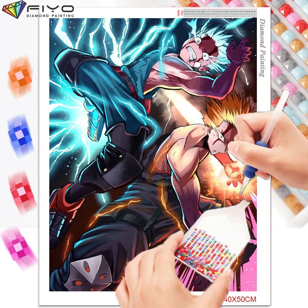 New 5D Diamond Painting Japanese Anime My Hero Academia Diamond Embroidery  Rhinestone Mosaic Home Decor Cross Stitch Kit cuadros - AliExpress