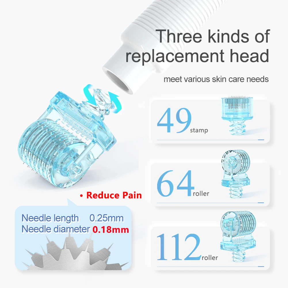 3in1 Derma Roller Stamp 3in1 S1 Derma Roller Stamp Microneedle Dermastamp 49pin 64pin 112pin Replace Head Cartridge Tips Needle Dermaroller Beauty Skin
