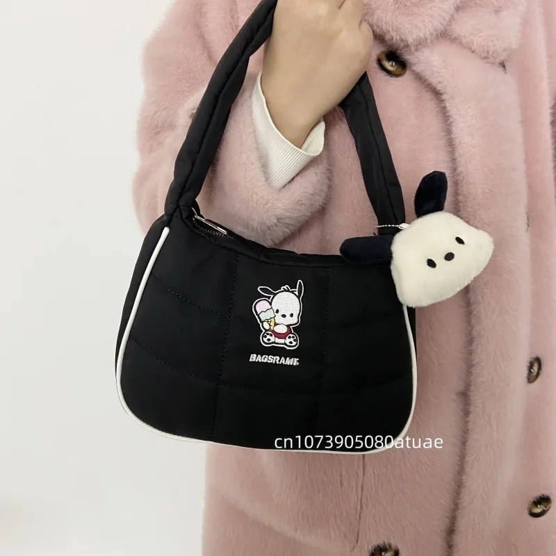 Sanrio Kawaii Pochacco Underarm Bag 2023 Winter New Women's Shoulder Bag Portable Large Capacity Bag Japanese and Korean Gift women s bag versatile one shoulder underarm bag handbag pu made high quality elegant wallet