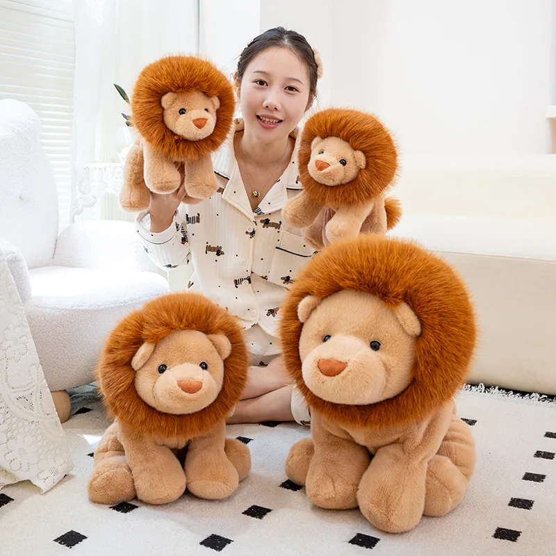 Cute Cartoon Lion Plush Toy Lifelike Downy Stuffed Male Doll Baby Sleeping Pillow Soft Kids Birthday Gift for Boys