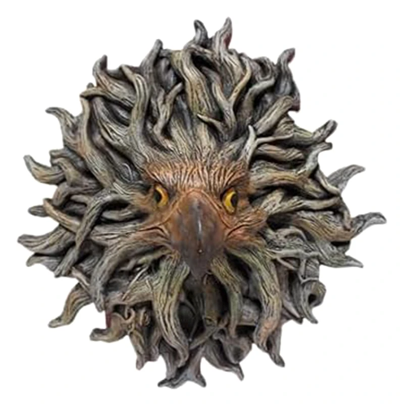 Resin Crafts Bark Eagle Face Tree Hanging Garden Pendant Outdoor Garden Decorations