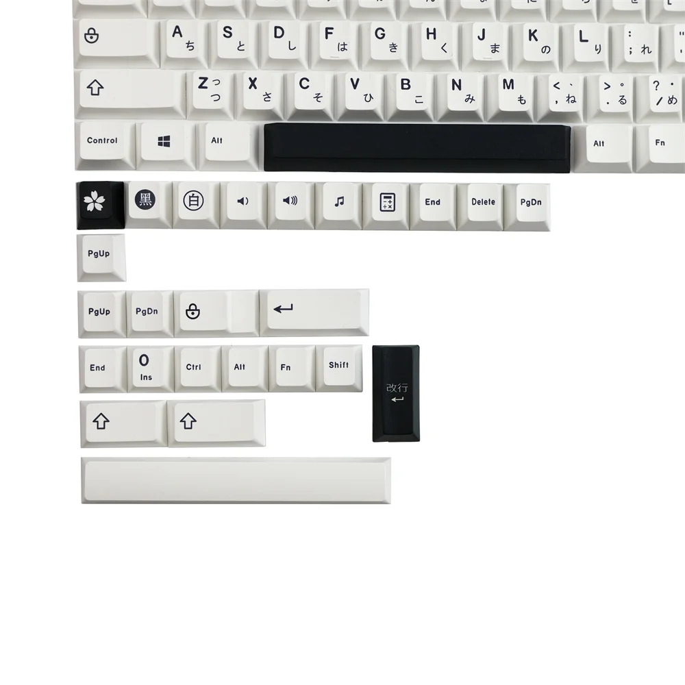 Keycap Japonês Pbt Preto Branco Perfil Cereja para Teclado Mecânico e Óptico para Jogos 129 Teclas - Imagem 4