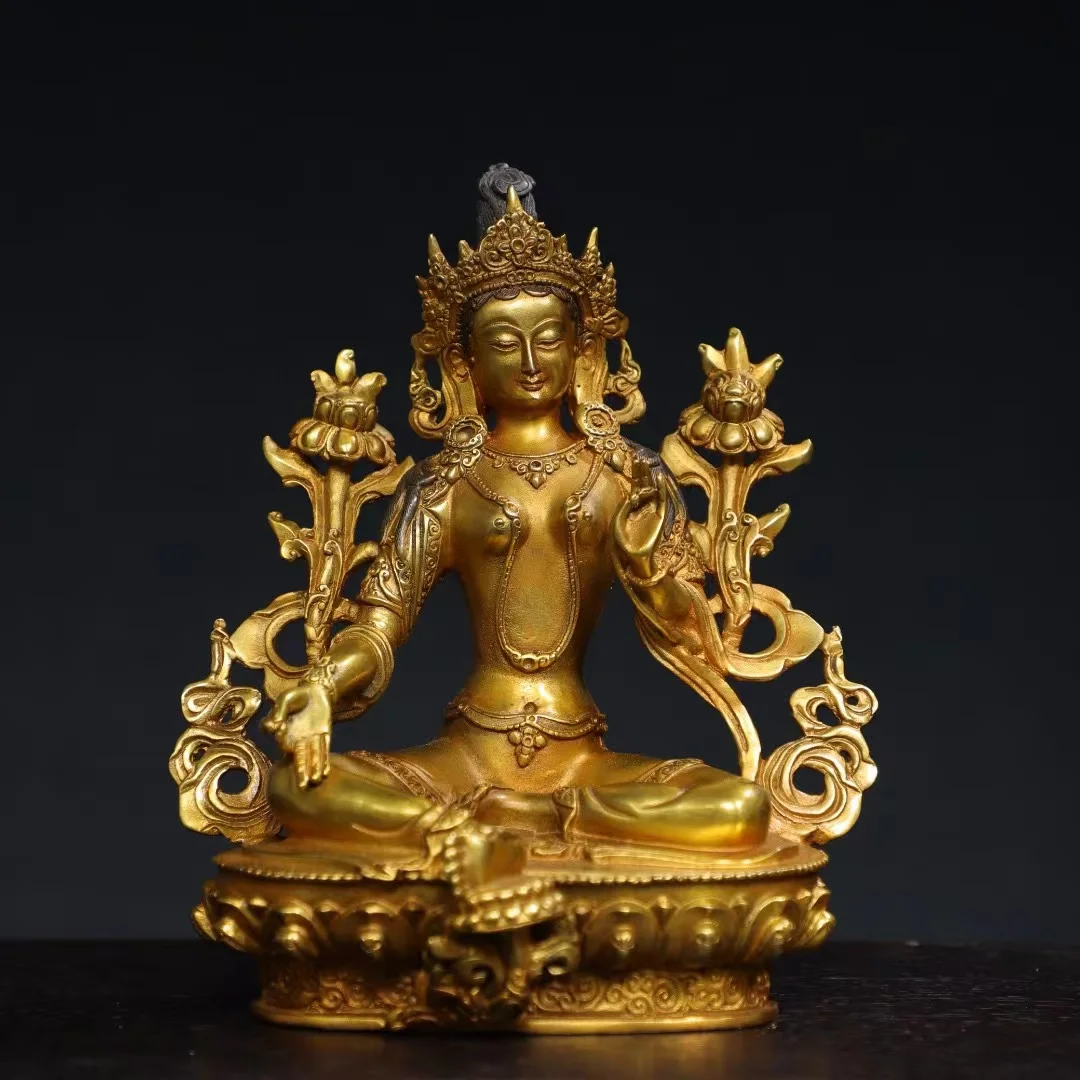 

Rare old Handmade copper green Tara Buddha statue,#36,Free shipping
