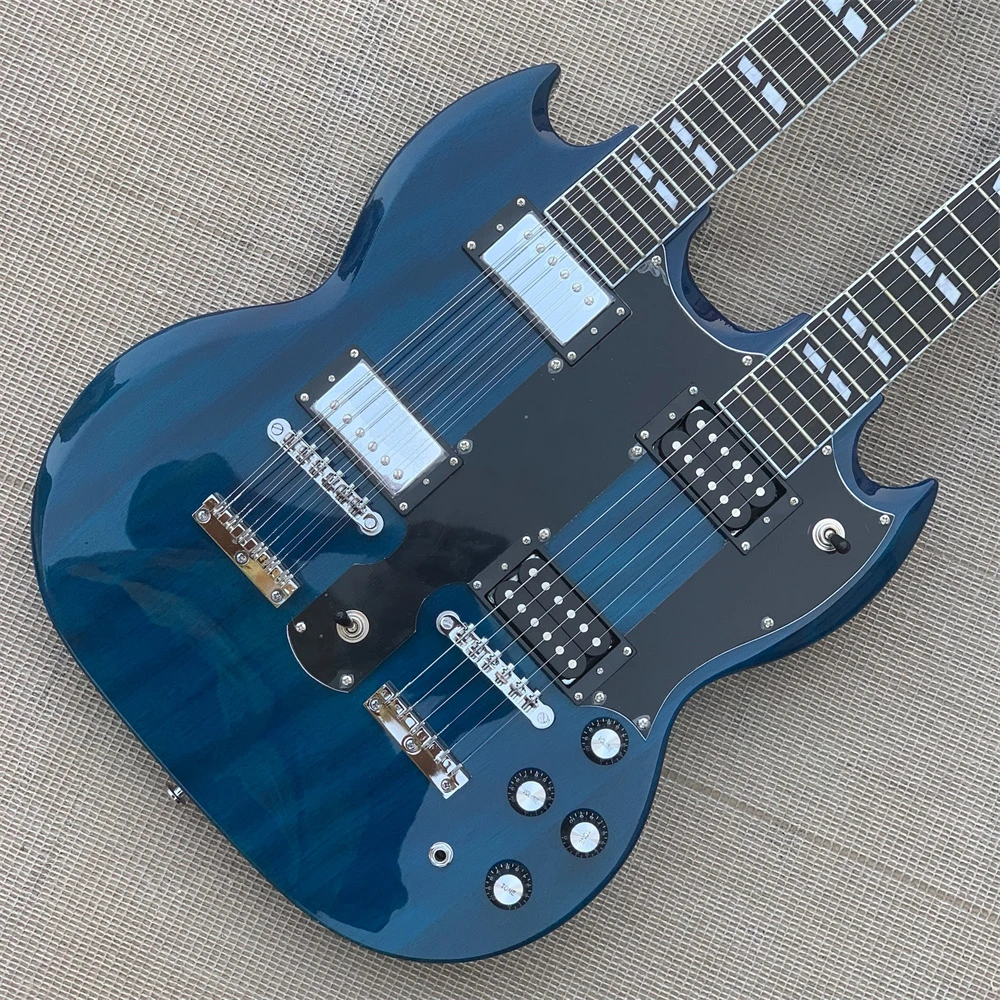 Relic Blue 12 & 6 Strings Slash 1275 Double Neck Sg Electric Guitar