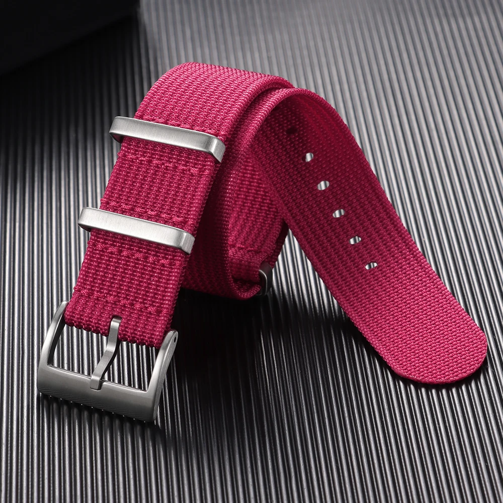 Ribbed Nylon Watch Band - Comfortable, Washable Military-Style Strap for Men & Women