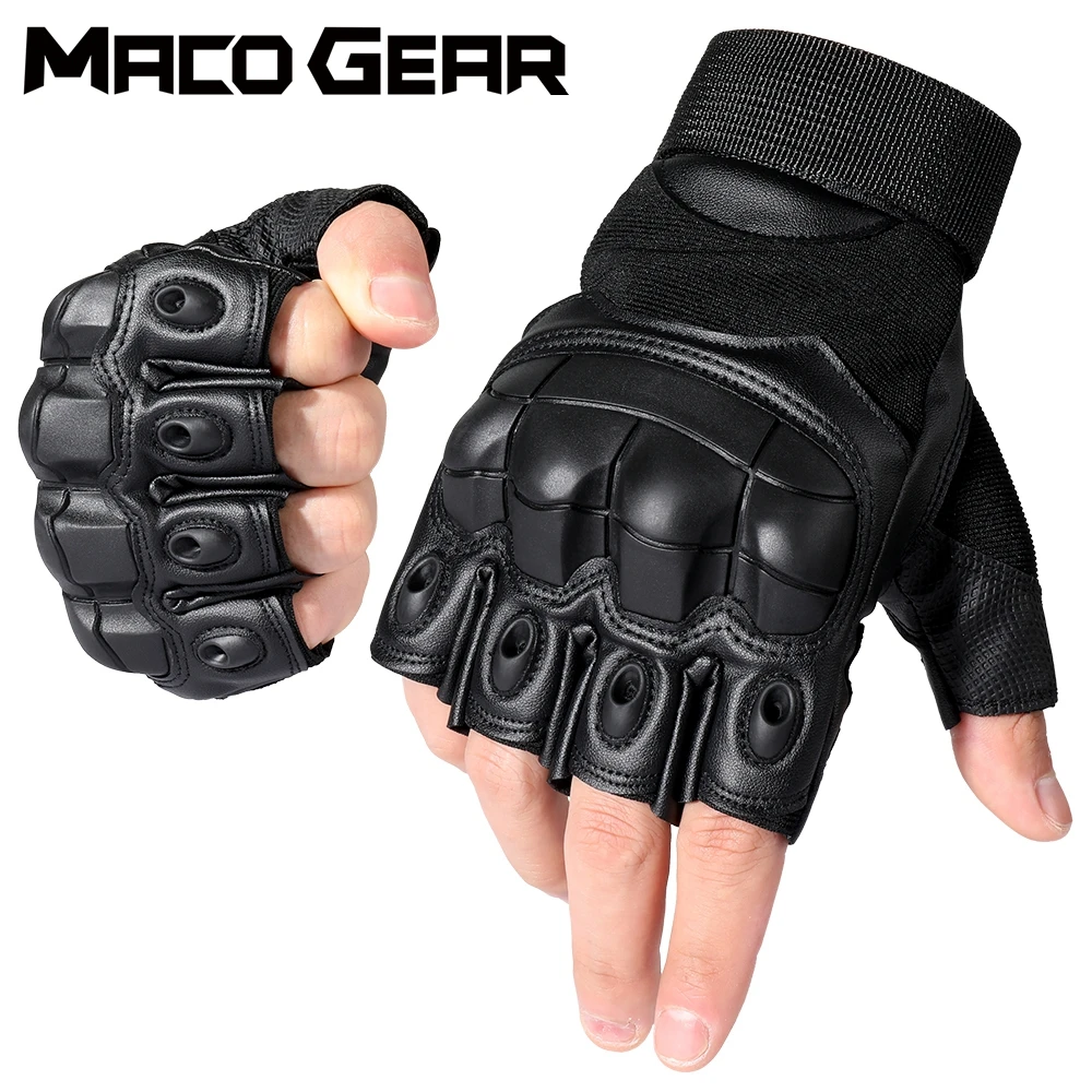 

Outdoor PU Leather Tactical Fingerless Gloves Military Army Shooting Hiking Hunting Sports Cycling Riding Half Finger Gloves