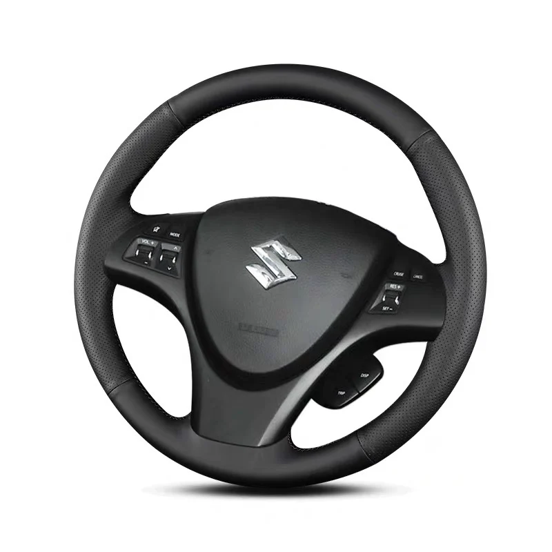 

For Suzuki Kizashi 2010-11 Black Leather DIY Hand Sewn Steering Wheel Cover Interior Handle Cover
