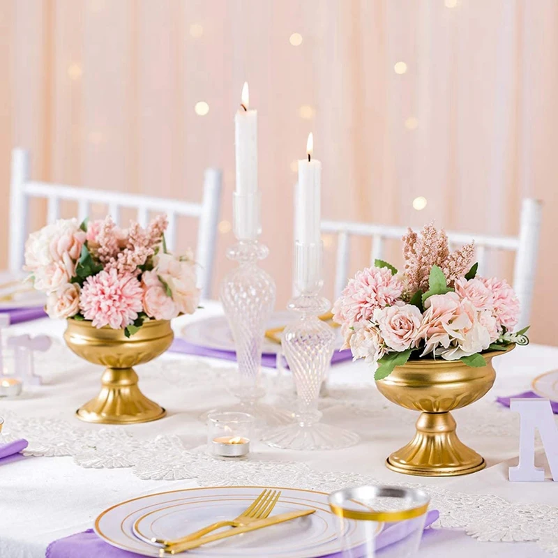 HOT SALE Metal Elegant Wedding Centerpieces Vase For Wedding Party Decoration,Trumpet Vase For Anniversary Ceremony(Golden,4 PCS 4
