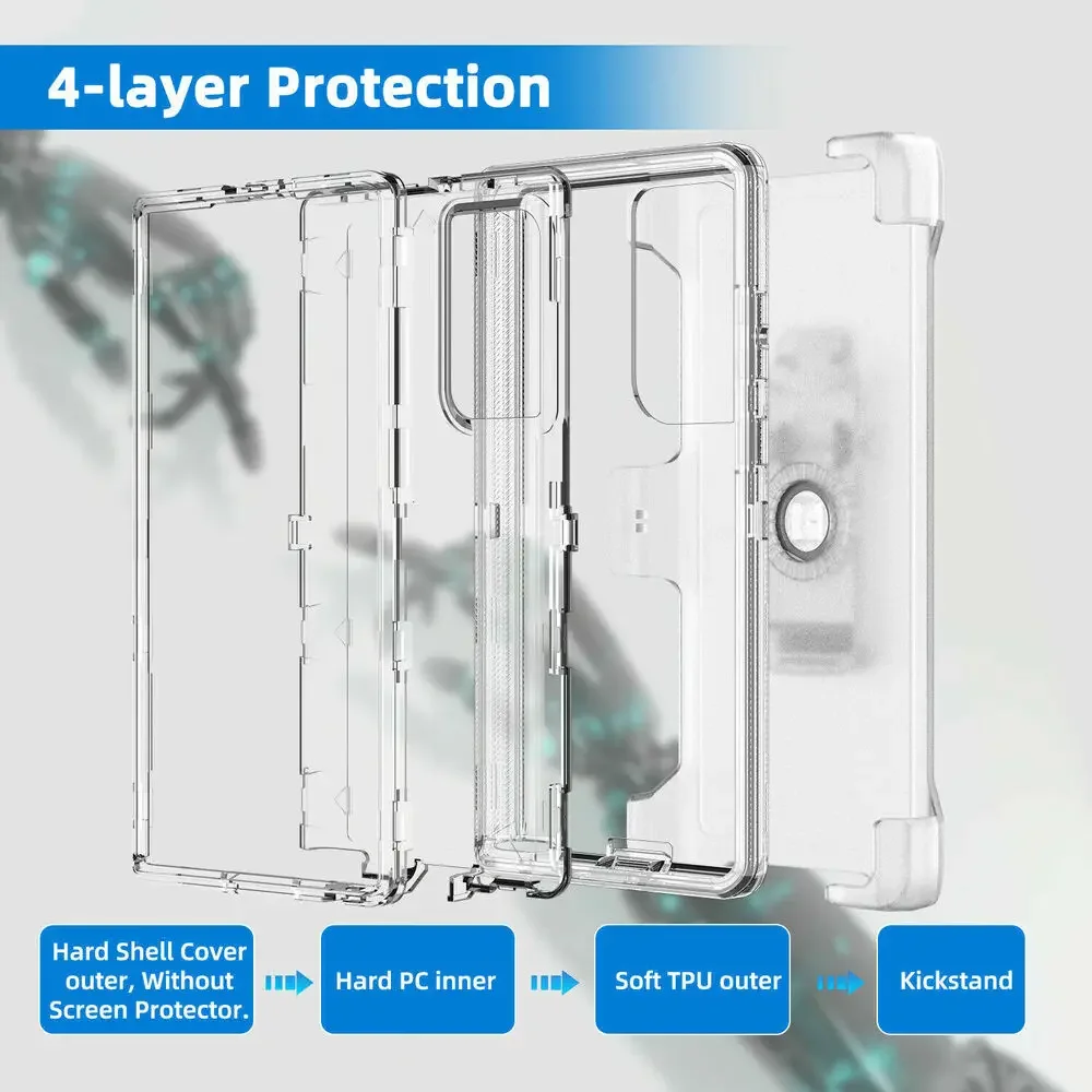 Shockproof Defender Hard Heavy Duty Clear Case with Belt Clip Holster and Screen Protector