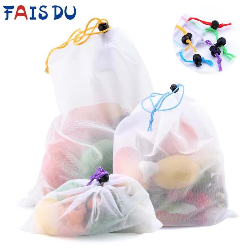 20 Sacchetti A Rete Riutilizzabili Per Frutta E Verdura – 3 Dimensioni Con Coulisse – Lavabili, Traspiranti, Multiuso
