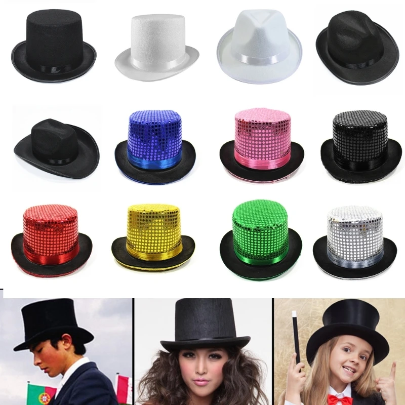 Magician Top Hat Jazz Fedora hat Bowler Top Hat Jazz hat Pork Pie Hat Jazz Fedora hat Sequin Top Hat Ringmaster Hat 2