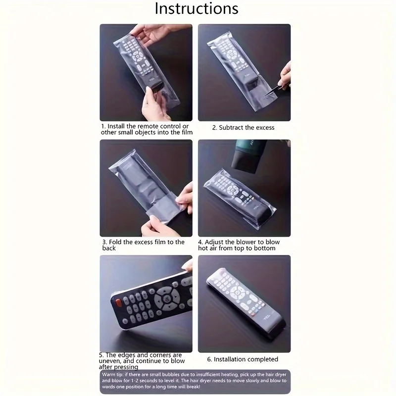 Remote Controller Cover Shrink Film Bag 50pcs/pack Transparent PVC Heat Shrink Film TV/ Air Condition Remote Control Cover For Universal Protective Bag