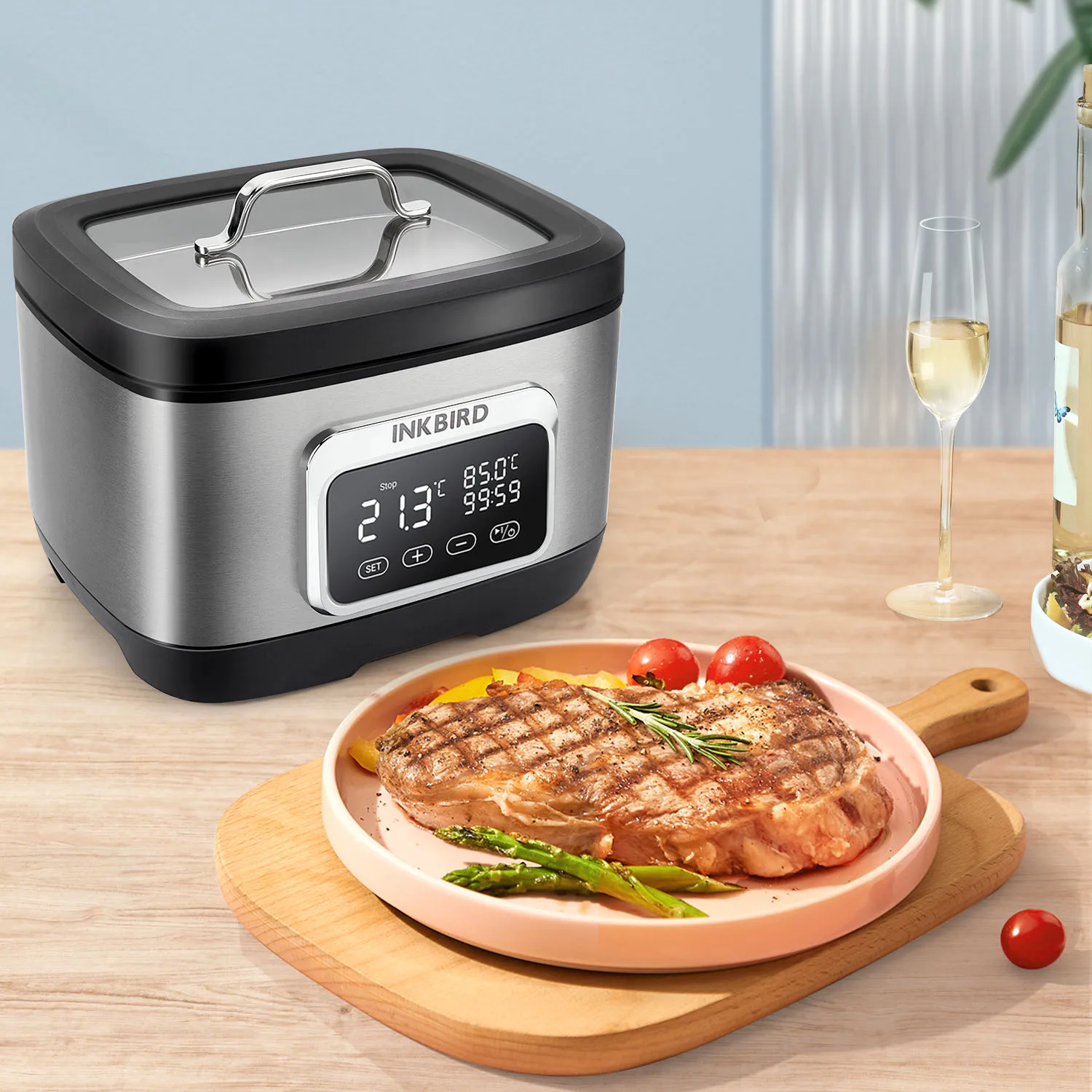INKBIRD ISV-500W 올인원 수비드 쿠커, 낮은 수위 알람, 3D 물 순환 난방, 700W Wi-Fi 수비드 머신