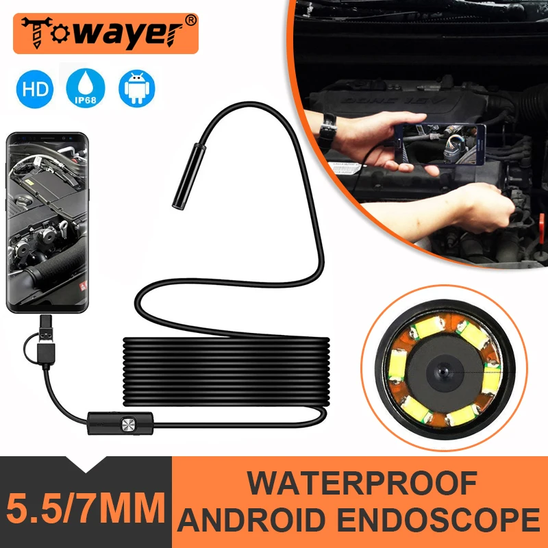 5.5MM 7MM Android Endoscope Mini USB Endoscope Camera Waterproof LED Car Inspection Borescope Camera for Android PC Notebook mini endoscope camera