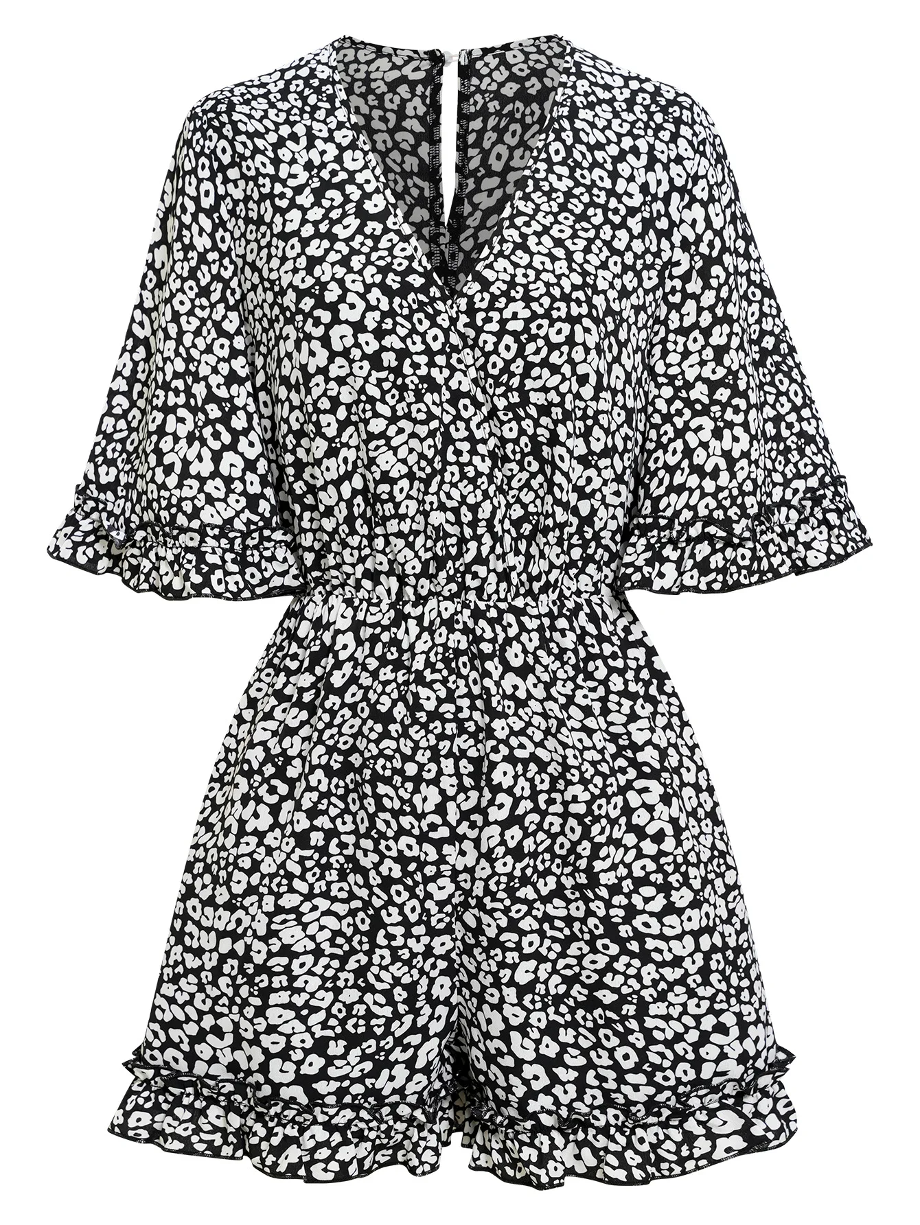 Women's V-Neck Printed Short Jumpsuit, Casual, Spring and Summer, New Fashion, 2023