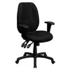 High Back Fabric Executive Swivel Office Chair Adjustable Arms Ergonomic Black Wood Leather Frame 42lbs 28"Wx26"Dx39.5"H 1
