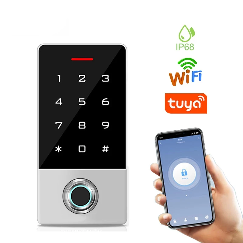 WIFI Tuya Standalone Fingerprint Access Control IP68 Waterproof TF1 Card Door Controller System