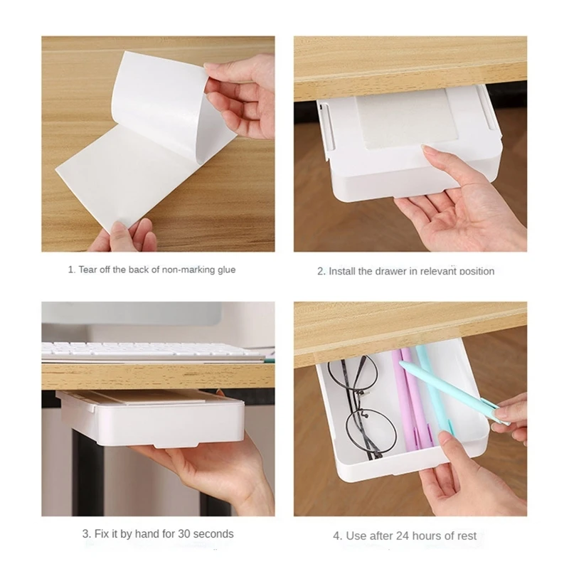Drawer Organizers Convenient Desk Storage Under Desk Drawer Adhesive Sticky Hidden Self Multifunctional Storage Drawer Table for Home School