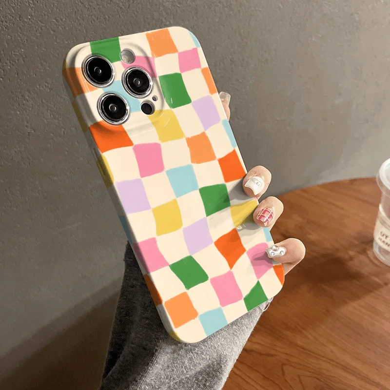 Vibrant Plaid Glossy Film Hard Phone Case