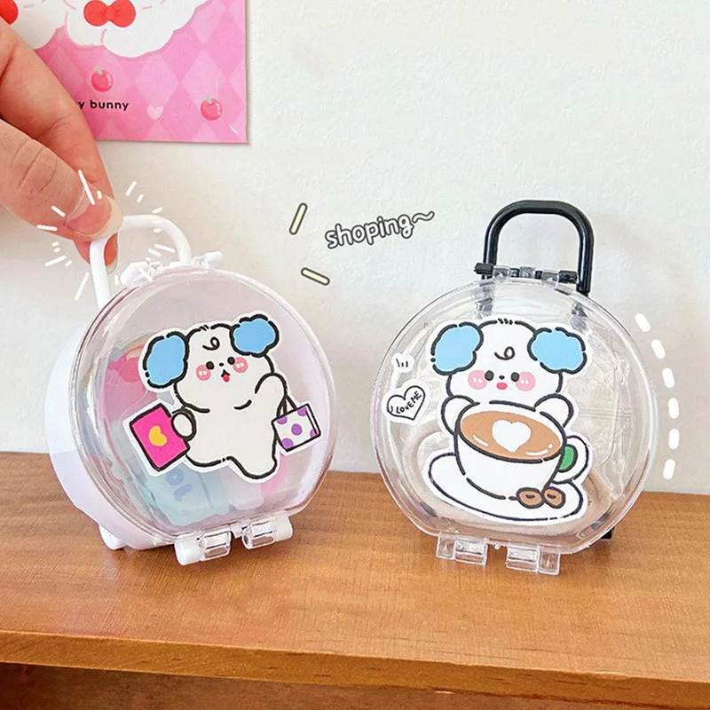 Round Mini Storage Box Suitcase Shape Mini Case With Handle Decorative Plastic Jewelry Candy Miniature Trunk  Organizer Boxes