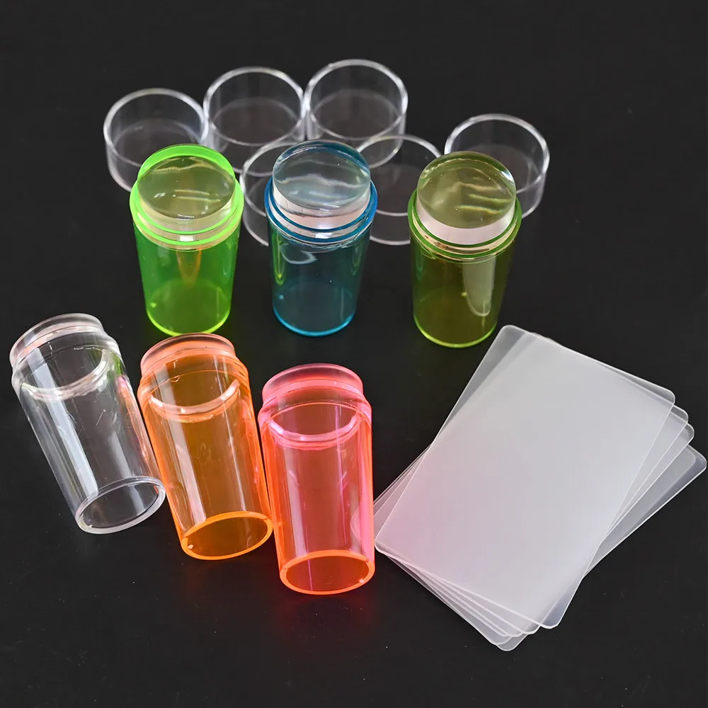 투명 젤리 실리콘 프렌치 네일 스탬퍼 및 스크레이퍼 세트, 3.5cm 핸들 스탬프..