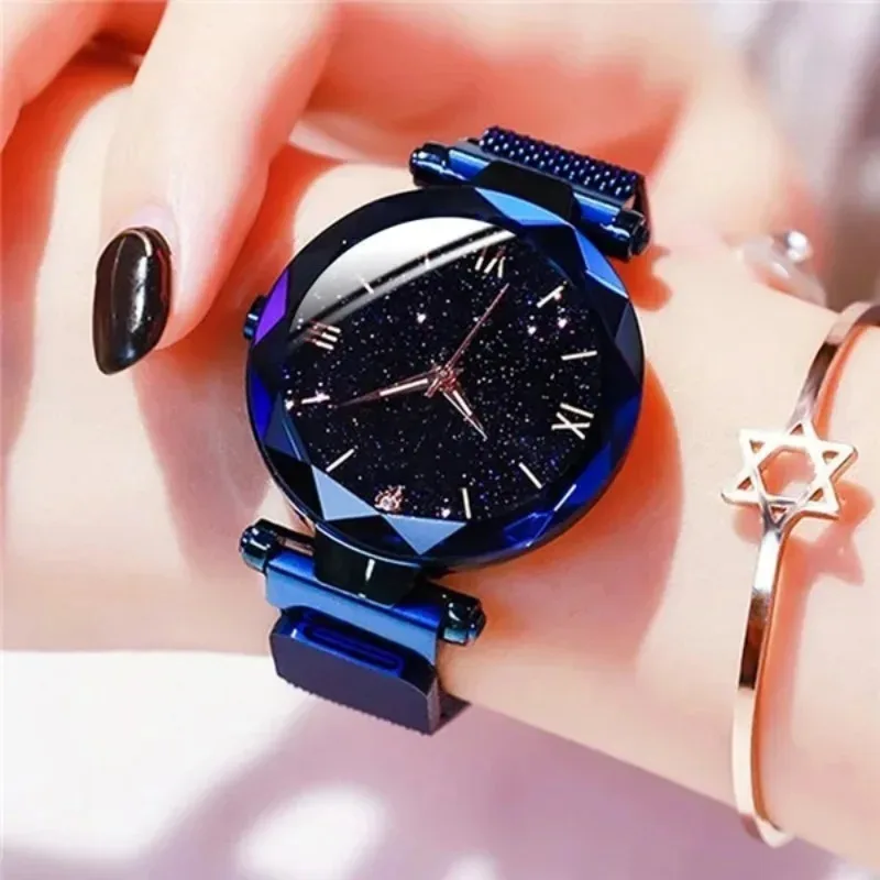 Fashion Starry Sky Watches Magnet Buckle Mesh Belt Quartz Watch Luxury Female Trend Clock Quartz Wristwatch Women Dress Clock
