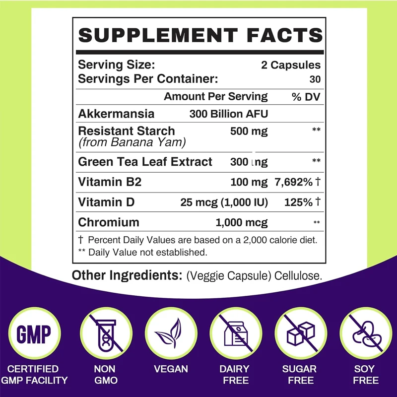 300 billion AFU Akkermansia Muciniphila live probiotic for digestion gut immunity and overall health 60 capsules probiotic capsules