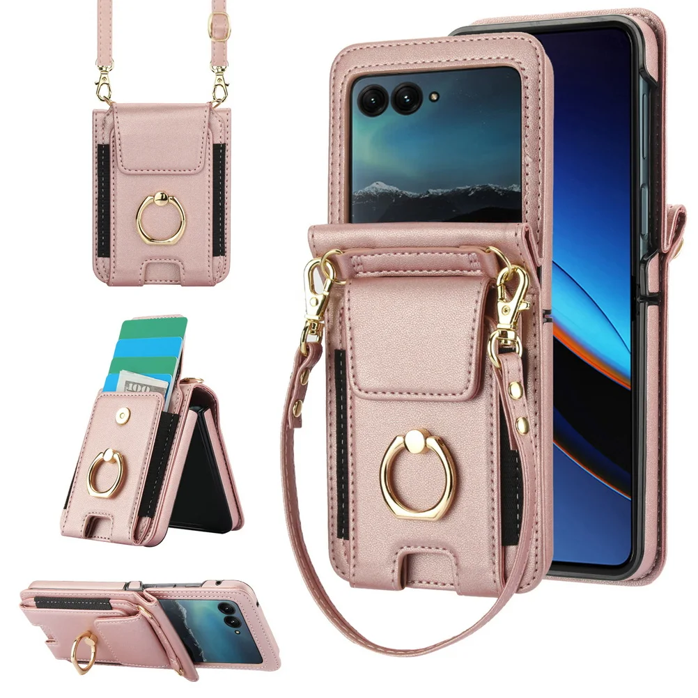 Elastic Card Holder Wallet with Buckle Ring and Lanyard Chain