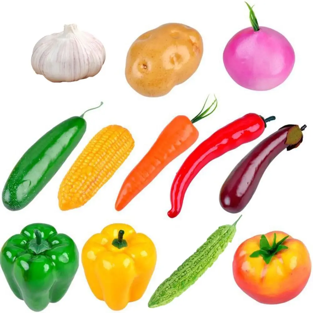 12PCS Random Delivery Artificial Fruits Lifelike Vegetables Food Model Kitchen Landscape Home Decor Desktop Ornament Photo Prop