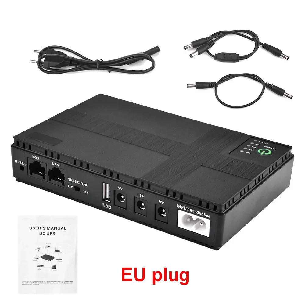 Mini UPS Mini UPS Uninterrupted Power Supply 10400mAh Lithium ion Backup Battery with DC 12V/9V/5V Output for Wireless Router