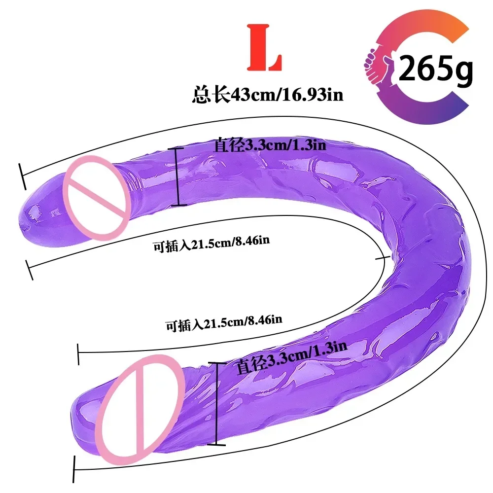 Double head Dildo Long Jelly Realistic Dildo Double Ended Flexible Big Penis for Women Masturbator Sex Toys for Lesbian